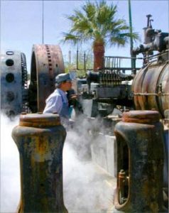 A Big Steam Engine and Blue Skies Image